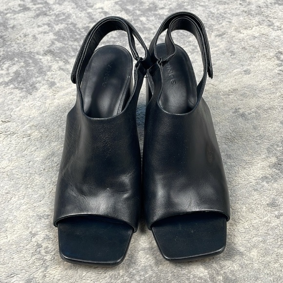 Vince Hartley Slingback Peep Toe Heels Booties Black Leather Sz 11 - Picture 5 of 16
